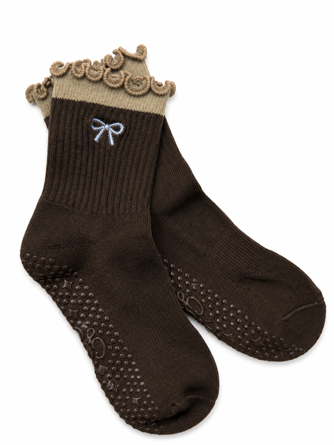 Brown Bow Grip Sock