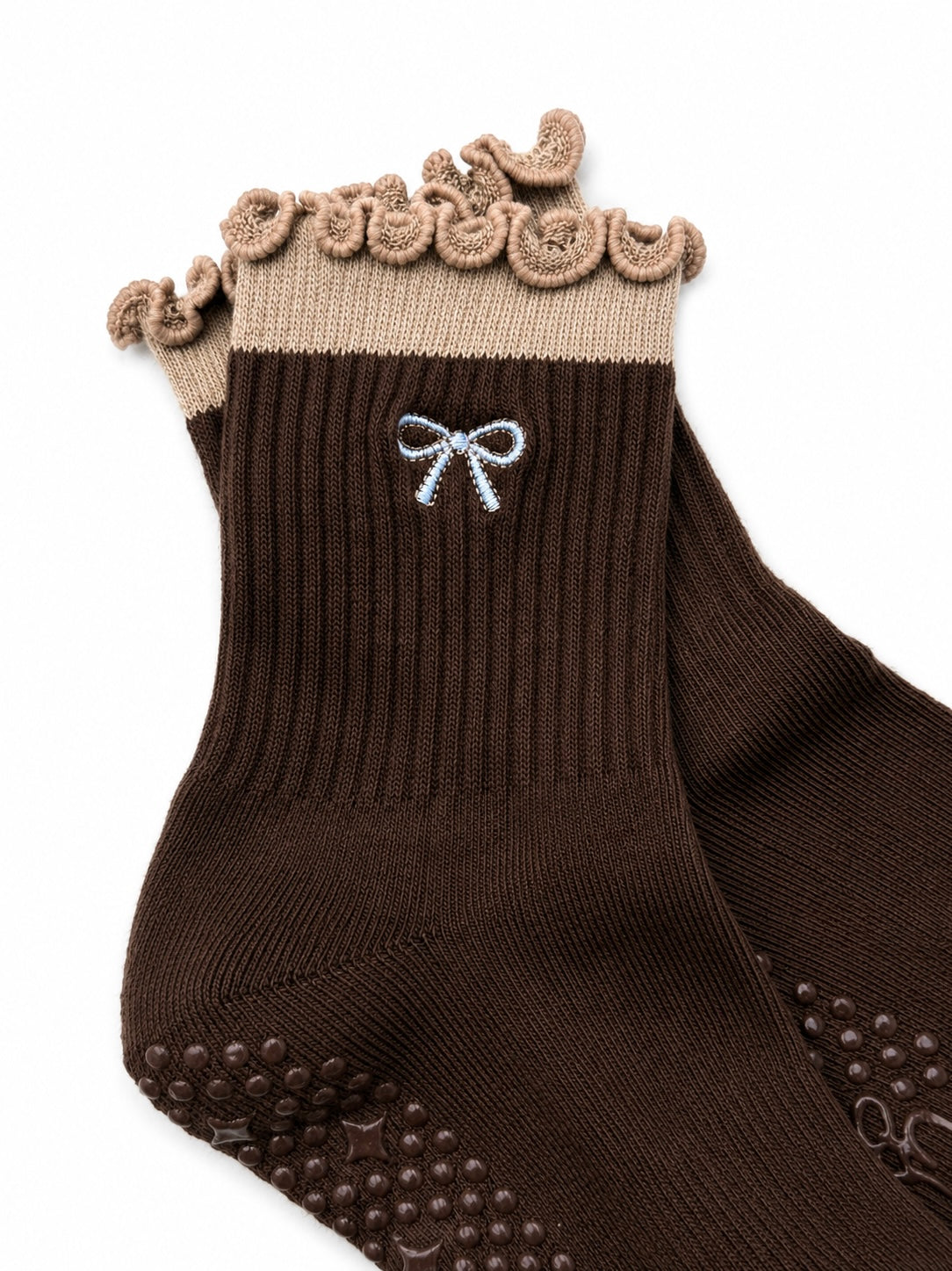 Brown Bow Grip Sock