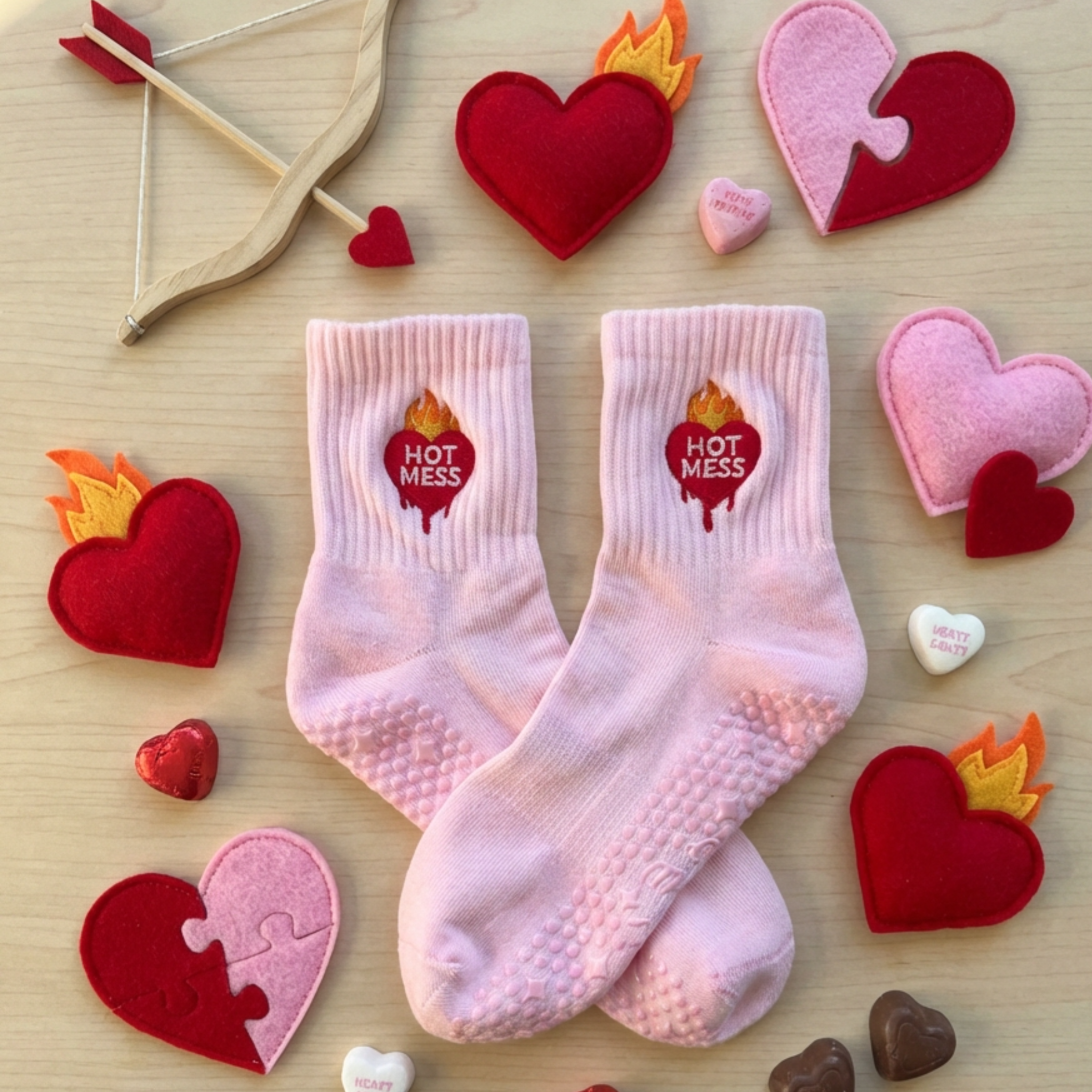 Glow Co Grip Sock - Hot Mess Valentine’s Day Edition